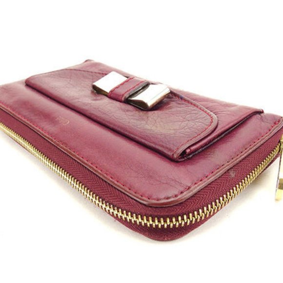 Chloe Wallet Purse Long Wallet Purple Gold Woman Authentic Used